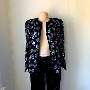 Vintage Rainbow Sequin Blazer
